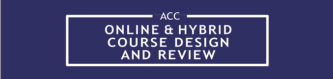 banner say: online & hybrid course design and review